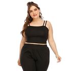 Black Women's Crop Tops Plus Size Solid Tank Top Camisole Sleeveless T Shirt