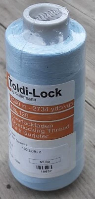 Toldi-Lock Overlocking Thread Blue 2734 yds No. 120 COL: 6330 100% Polyester - Image 1 of 4