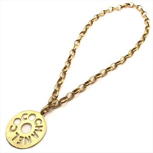 Collana catena CHANEL rotonda con logo placca donna accessori moda oro
