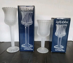 Juego de portavelas votivas de vidrio con tallo de cape bacalao colonial de 6"/8" de colección  - Imagen 1 de 11