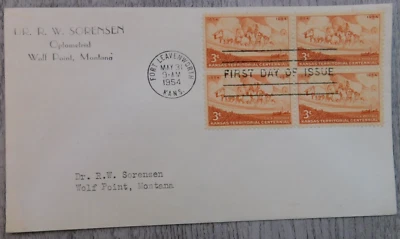First Day Issue Fort Leavenworth Kansas Centennial 1954 VTG Stamp Envelope Cover - Image 1 of 4