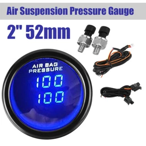 2"52mm Dual Display Air Ride Gauge Air Pressure Air Suspension Guage 1/8NPT Sens - Picture 1 of 12
