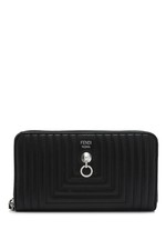 Fendi Leather Long Zip Around Wallet (Black; Nappa Leather)