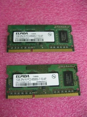Lot 2 ELPIDA EBJ11UE6BASA-AE-E 1GB RAM MEMORY DDR3 PC3-8500S-7-10-AP 2Rx16  - Image 1 of 3