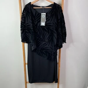 Liz Jordan Dress Womens 16 Black Burnout Floral Mother Of The Bride Sheath NWT - Picture 1 of 13