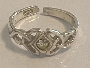 .925 Sterling Silver Infinity Toe Ring with Cubic Zirconia A14 - Picture 1 of 4