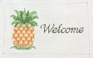 Hand-painted Needlepoint Canvas, Pineapple WELCOME , 13" mesh, NEW - Picture 1 of 1
