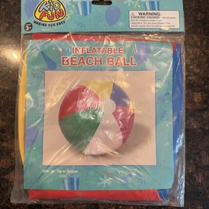 Kid Fun - One Large 24" Inflatable Rainbow Beach Ball - Picture 1 of 3