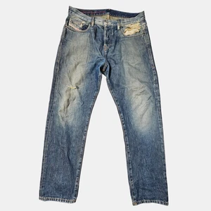 Diesel Mens Distressed Straight Jeans 33x30 Faded Medium Wash Denim Cotton - Picture 1 of 12