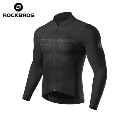 ROCKBROS Cycling Jersey Men Long Sleeve Bike Shirt w/Full Zipper & Rear Pockets - Image 1 of 4