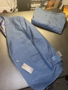ZeGarie Uomo 2 Piece Unfinished Suit 46R Blue Solid Pants 40W modern Super 150's - Picture 1 of 22