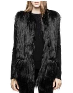 Zadig & Voltaire Fete Yeti Black Faux Fur Vest S NWOT $348 - Picture 1 of 9