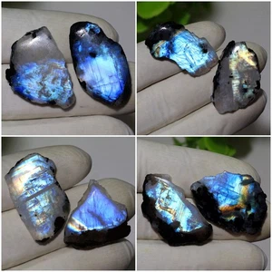 Brillo Aurora ~ Lote de 8 losas de cristal pulido de forma libre de piedra lunar arco iris natural - Imagen 1 de 12