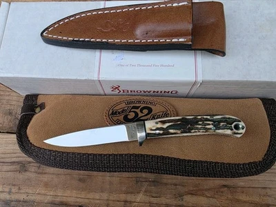 Browning Japan Made Model 52 stag full tang fixed blade Filework knife 1 Of 2500 - Image 1 of 4