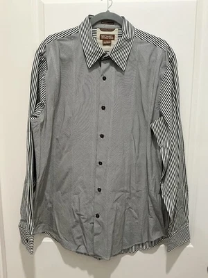 Michael Kors Abotonable Grande Para Hombre Negro Blanco 100% 80’s 2 Capas Algodón Foto 1 de 4