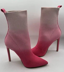 Steve Madden Pink Stiletto Knitted Slip On Boot/Bootie Pink Ombre Gradient Size7 - Picture 1 of 10