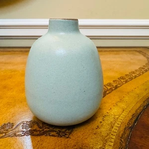 Vintage Heide Bio Keramik Knospen Vase Rotkehlchen Ei blau #130 - Bild 1 von 4