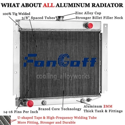 Fit 1969-1971 70 Dodge D100 D200 D300 W100 W200 W300 Pickup 6.3L 4 Core Radiator - Image 1 of 4