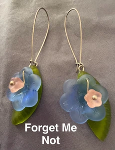 Boucles d'oreilles fleurs fait main - Nature, papillon, oiseau, océan - verre, plastique - Photo 1/92