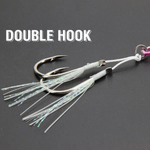 20PCS Slow Metal Jigging Saltwater Hook Glow Single Double Assist Fishing Hooks - Picture 1 of 7