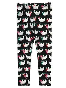 Girls Black Sloth Leggings Knit Christmas Holiday Stretch Pants - Picture 1 of 1
