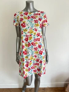 Womens Joules T Shirt Dress Riviera Size 10 Cream Floral Print Cotton Jersey - Picture 1 of 23