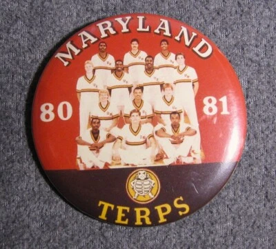 1980 Maryland Terps Basketball Buck Williams Albert King 3 1/2" button pinback - Image 1 of 2