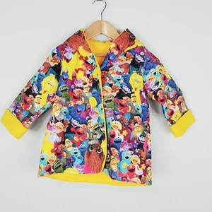 RARE - HANDMADE Sesame Street Elmo Big Bird Cookie Monster Girls Jacket Size 2 - Picture 1 of 8