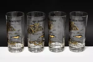 4 Vintage Clear Glass Monterey California Drinking Glasses 12 Ounce Souvenir - Picture 1 of 4