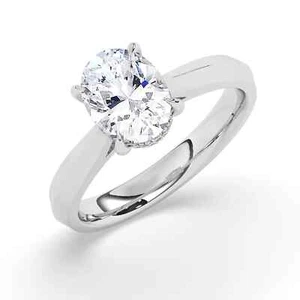 Oval Solitaire Natural Diamond Engagement Ring 18k White Gold 1.05 ct - Picture 1 of 19