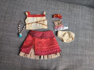 Moana Meet Outfit Skirt Top Necklace Hair Flower American Girl Doll Clothes - Image 1 of 3