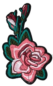 Patch Sew On Iron On Embroidered Clothing Hats Jackets Coat  ROSE FLOWER A151 - Picture 1 of 3