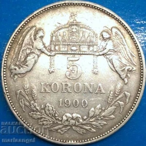 5 Corona 1900 Hungary Franz Joseph 1848-1916 Angels silver - Picture 1 of 9