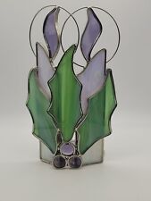 Leaded Stained Glass Candle Holder Blue Green Candle Design