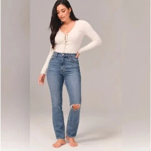 Abercrombie & Fitch The 90s Slim Straight Ultra High Rise Curve Love Jeans Gr. 32 - Bild 1 von 7