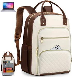 Lunch Backpack 15.6 Inch Laptop Backpack for Women Water Resistant Work Backpack - Picture 1 of 8