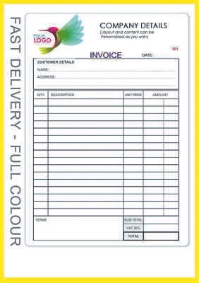 A5 INVOICE RECEIPT PAD / BOOK, NCR Duplicate Book/ Sets *FREE P&P* Personalised - Image 1 of 2