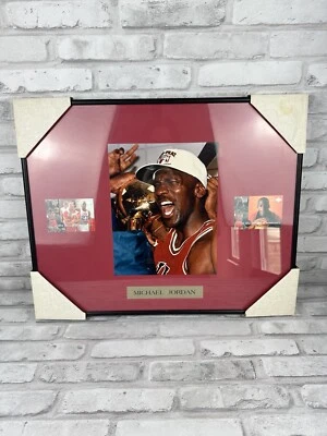 Michael Jordan Framed Photo Chicago Bulls 23 NBA Basketball w/2 Upper Deck Cards - Image 1 of 2