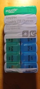 *NEW* Equate AM/PM Weekly Pill Planner 14 Compartments Easy-Open Lids - Picture 1 of 2