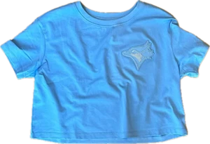 Women's Toronto Blue Jays Pro Standard MLB Classic SJ Boxy Crop T Shirt - Blue - Picture 1 of 5