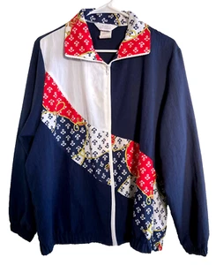 Blair Boutique Vtg 80's Womens Windbreaker Jacket Sz Large Nautical USA Patriot - Picture 1 of 9