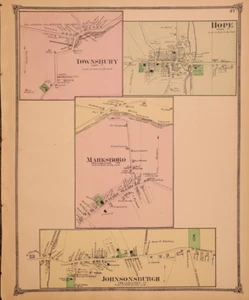 1874 Plat Map ~ JOHNSONSBURGH, MARKSBORO, WARREN Co., NEW JERSEY ~ (13x16)-#06 - Picture 1 of 2