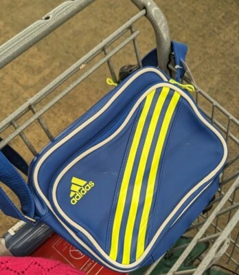 阿迪达斯 Originals 邮差包蓝色霓虹 3 条纹标志航空公司肩复古 — 第 1/3 张图片