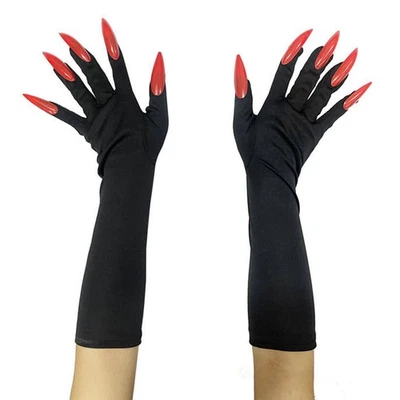 1 Par Disfraz de Halloween Guantes Pata Garras de Lobo Uñas Largas Rojas Juegos con disfraces utilería Foto 1 de 4