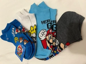 Neu mit Etikett Jungen Super Mario Bros Stars unsichtbare SOCKEN 4 Paar (passt Schuh 9-2,5) S/M blau - Bild 1 von 4