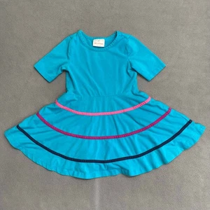Hanna Andersson Twirl Dress Girls 90 (3 US) Blue Casual Cotton Blend Stretch - Picture 1 of 7
