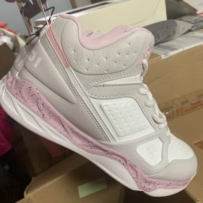 Niñas Y 1 Marca GRIS/ROSA Baloncesto Zapatillas Altas TALLA 4 Nuevas En Caja Foto 1 de 4