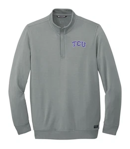 $150 TCU Horned Frogs TRAVIS MATHEW Newport 1/4 Zip Golf Fleece - Gray - Mens S - Picture 1 of 5