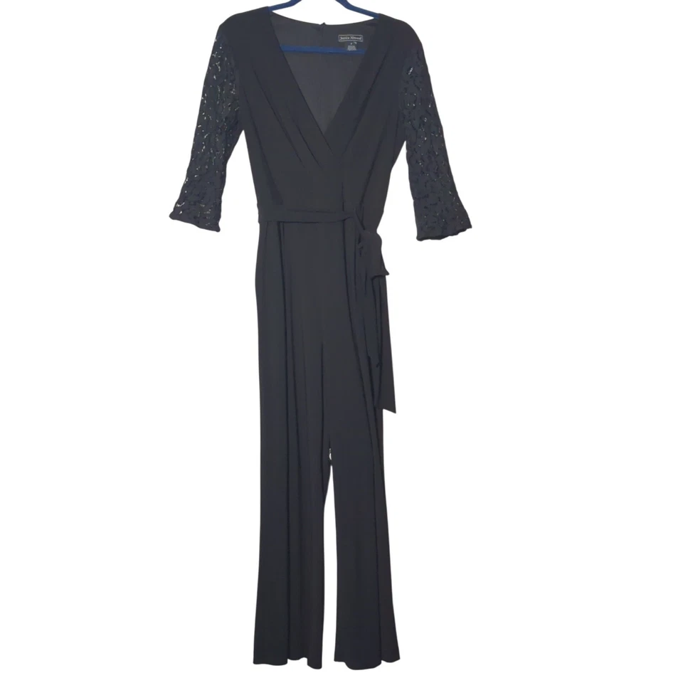 Mono Jessica Howard Negro Manga Encaje Envolvente Mujer M Elastizado Formal Elegante Foto 1 de 4