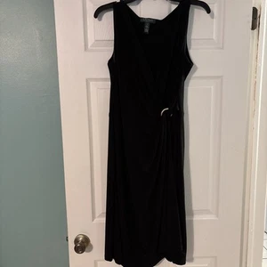 Lauren Ralph Lauren Women's Size 12 Sleeveless Black Dress Ruched - Picture 1 of 6